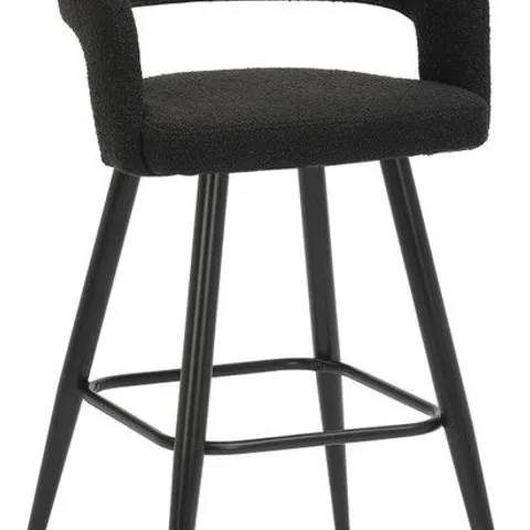 BOXED AMALFI BOUCLE KITCHEN BAR STOOL BLACK