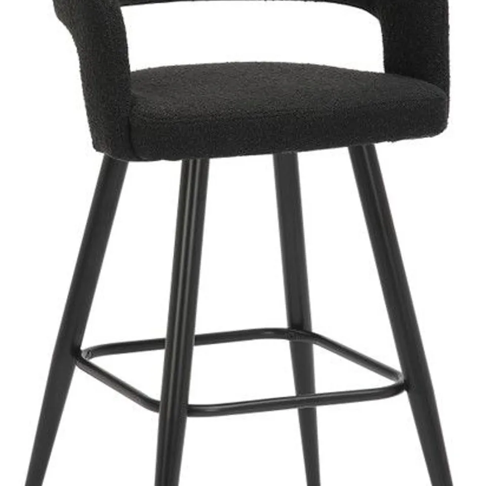 BOXED AMALFI BOUCLE KITCHEN BAR STOOL BLACK