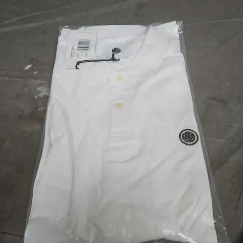 PRETTY GREEN JERRY JERSEY POLO SHIRT – WHITE – SIZE L (UK) 