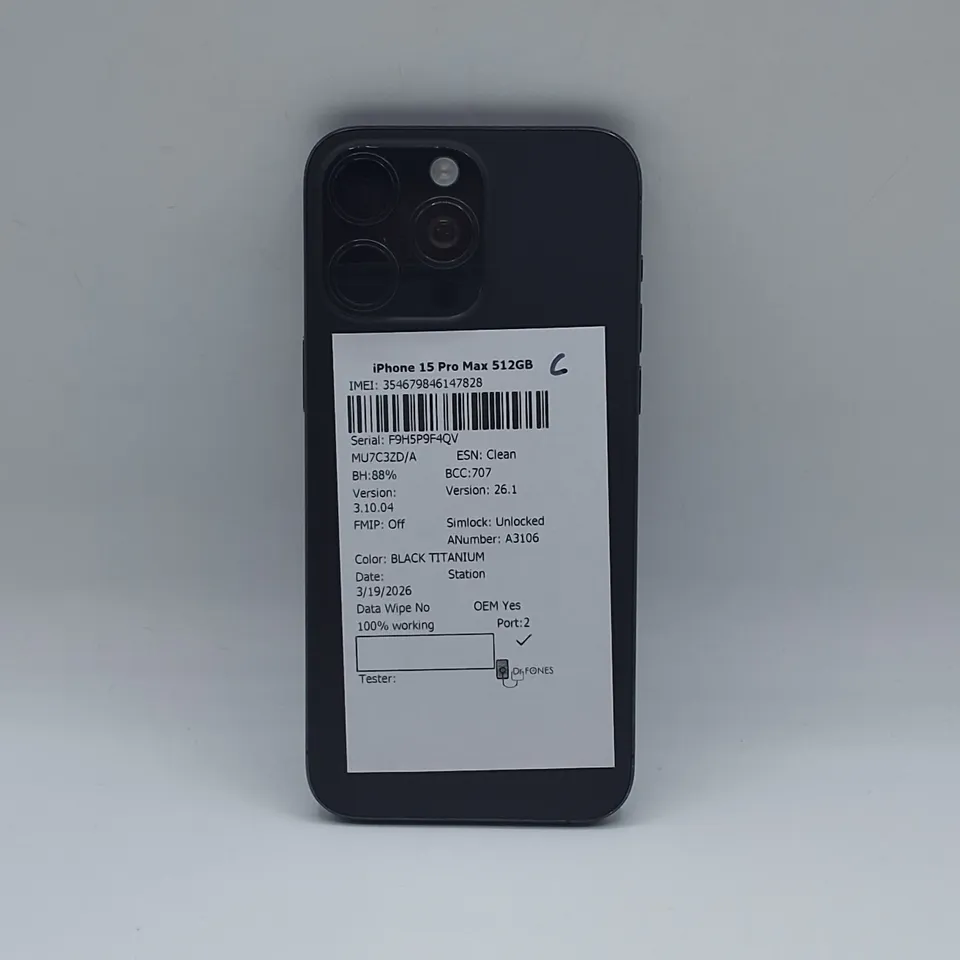 UNBOXED APPLE IPHONE 15 PRO MAX 512GB IN BLACK TITANIUM 
