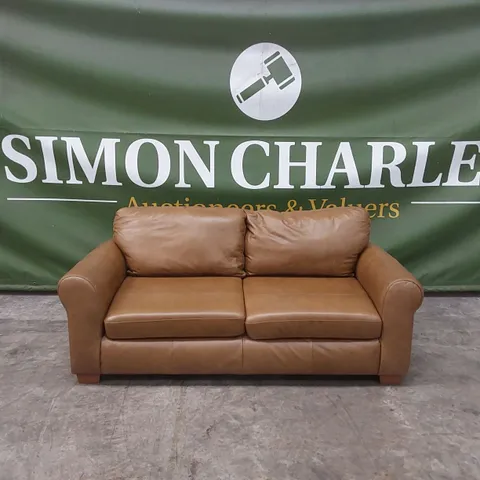 BAILEY 3 SEATER LEATHER SOFA - TAN