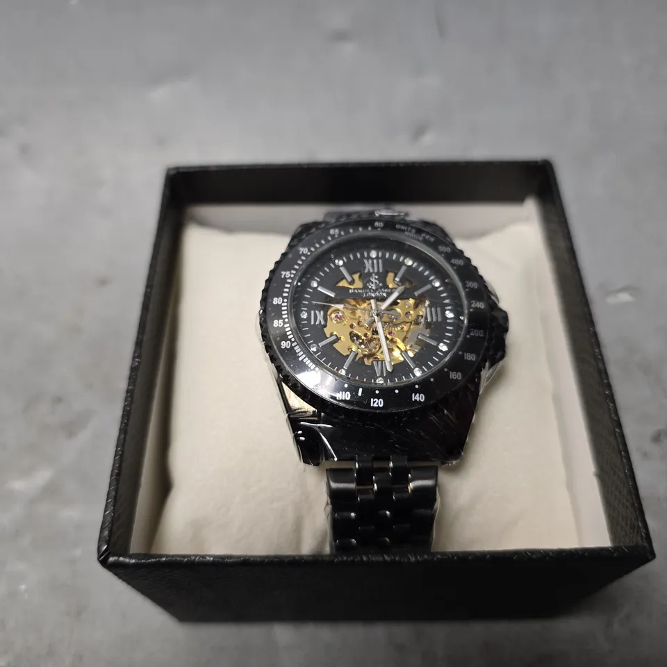 SAMUEL JOSEPH SKELETON MECHANISM BLACK DIAL WATCH
