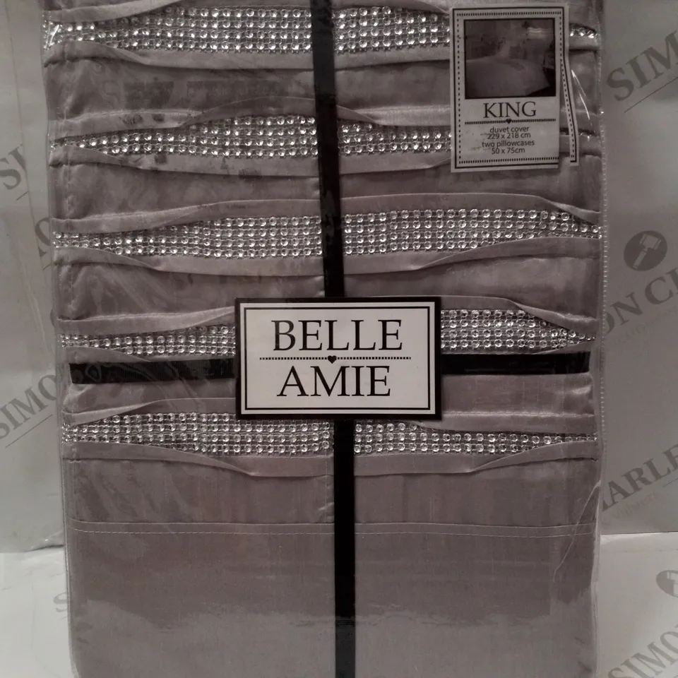 BRAND NEW BELLE AMIE CRYSTAL KING 229×218CM DUVET COVER - SILVER