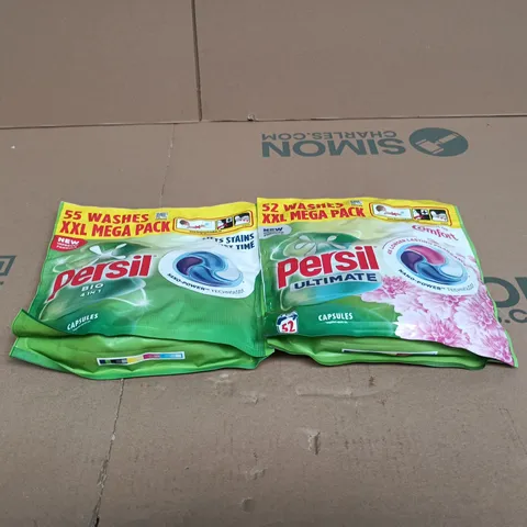 2 X PERSIL ITEMS: 52 WASH XXL MEGA PACK ULTIMATE + 55 WASH XXL MEGA PACK BIO 4 IN 1