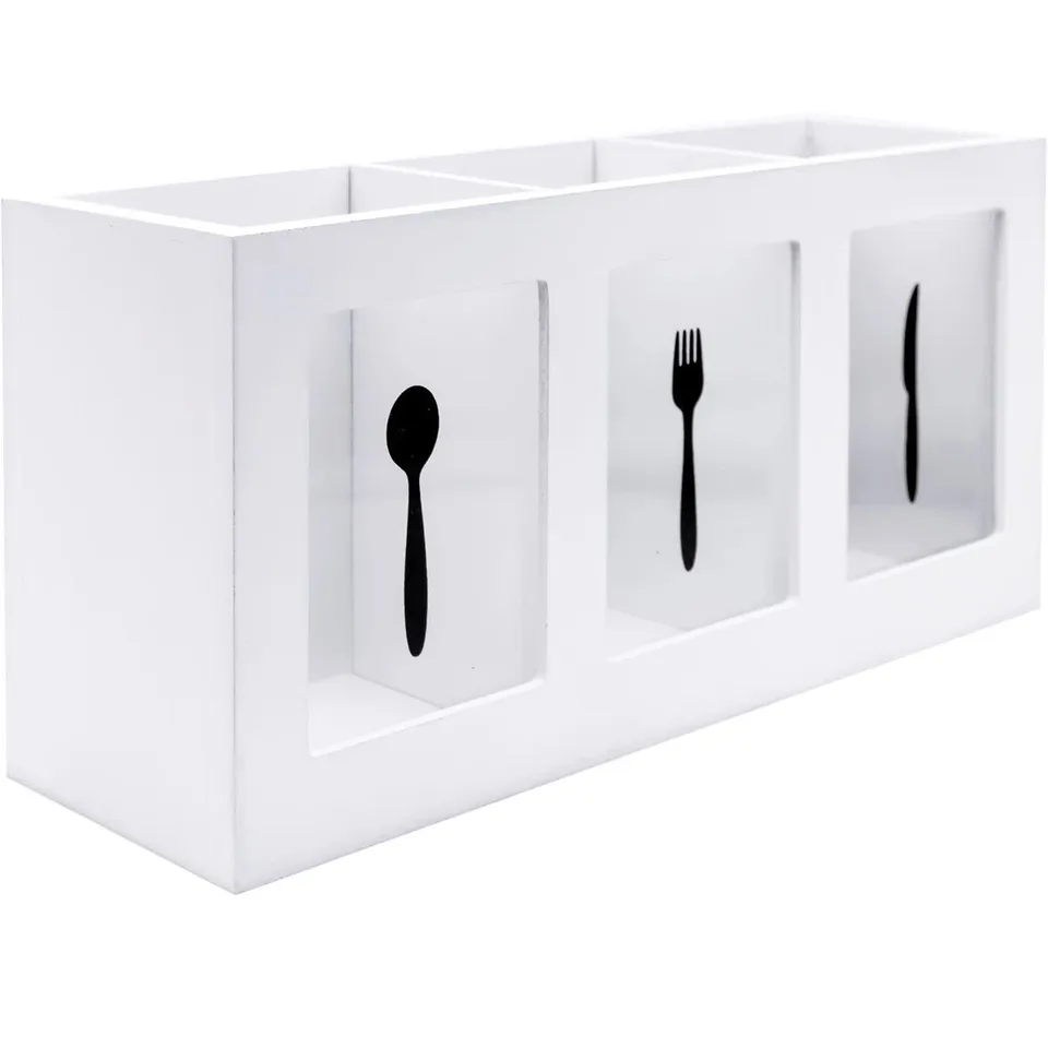 BOXED LINNDA WOOD RECTANGLE UTENSIL CROCK