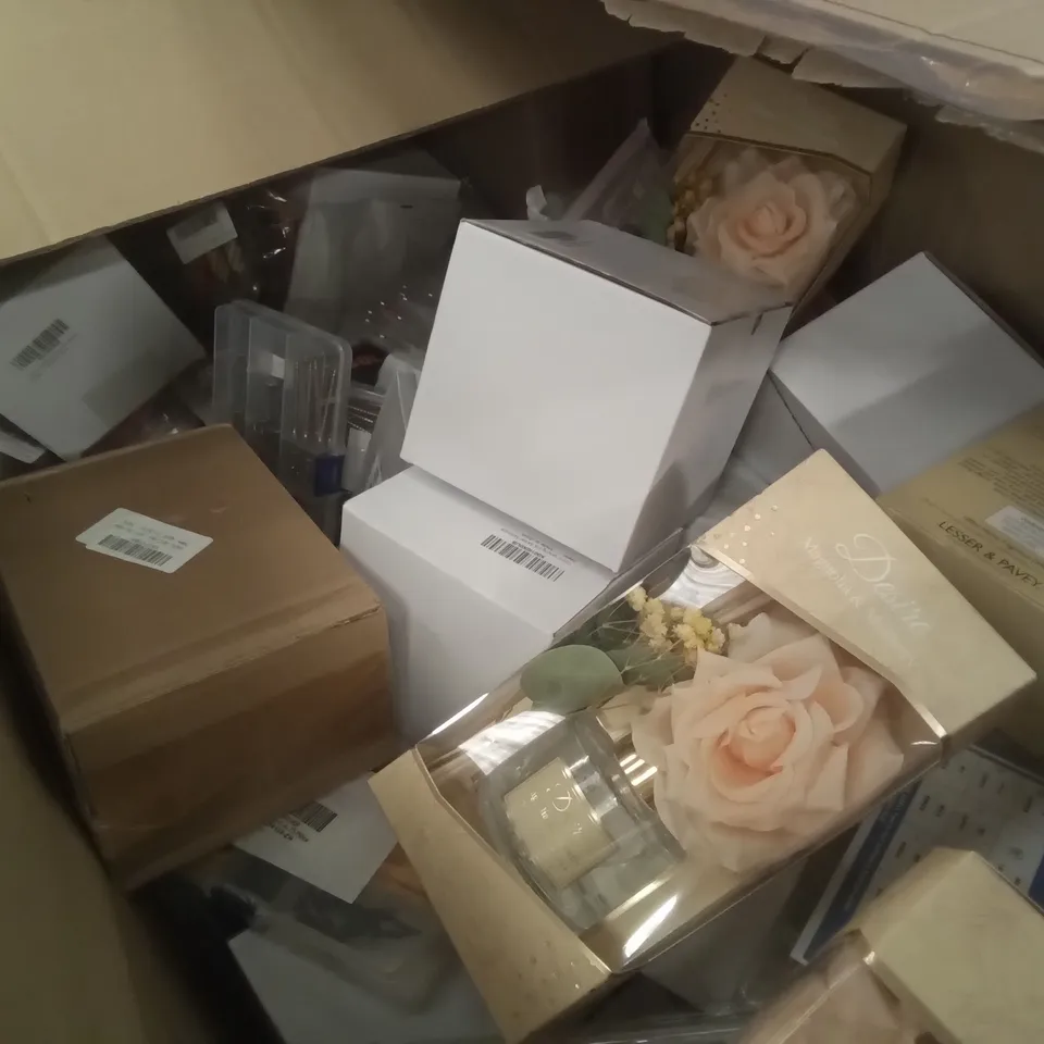 PALLET OF ASSORTED ITEMS INCLUDING DESIRE MAGNOLIA & MULBERRY, 125MM SANDER DISCS, PARTY DECORATIONS, PAPER ANIMAL PLATES, BALL BEARING SET, 18 IN 1 MULTI TOOL