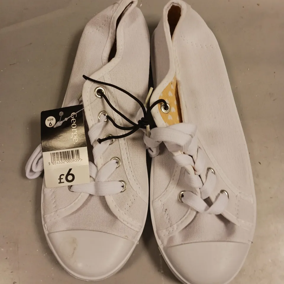 LOT OF APPROXIMATELY 22 PAIRS OF GEORGE BASIC LACE UP WHITE PUMPS - SIZE 6