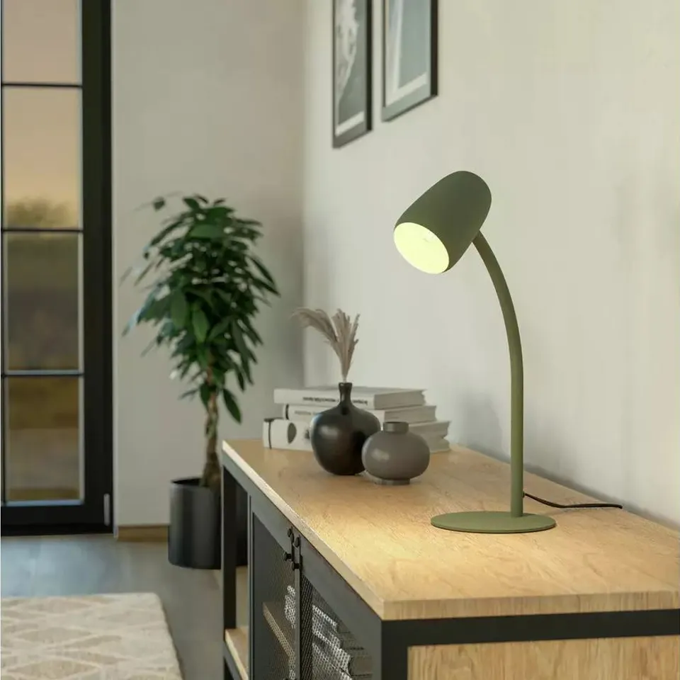 BOXED EGLO CARLO MODERN STEEL FLEXIBLE DESK LAMP - GREEN
