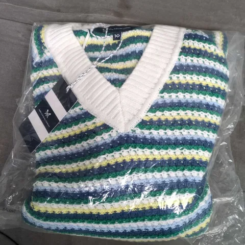 BAGGED CREW CLOTHING COMPANY SOUTHSANDS TEXTURED JUMPER IN BLUE MIX - SIZE 10