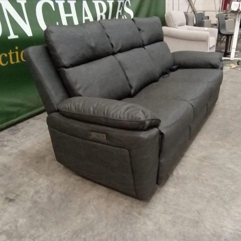 17 STORIES LEATHER 3 SEATER ELECTRIC RECLINER SOFA WITH FOLD-DOWN CENTRE