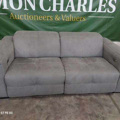QUALITY ITALIAN DESIGNER SAUVANNE POWER RECLINING & POWER HEADRESTS TWO SEATER SOFA WENGE MICROFIBRE FABRIC