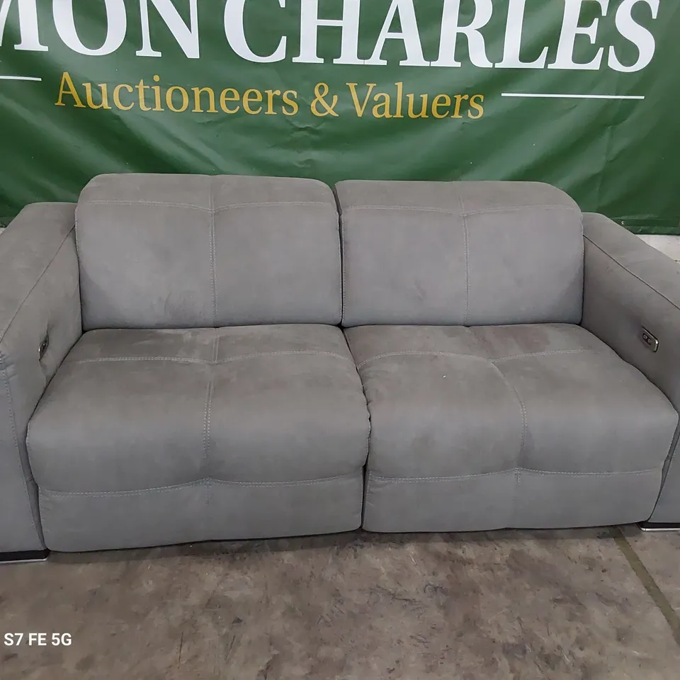 QUALITY ITALIAN DESIGNER SAUVANNE POWER RECLINING & POWER HEADRESTS TWO SEATER SOFA WENGE MICROFIBRE FABRIC