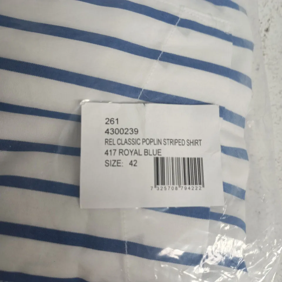 GANT CLASSIC POPLIN STRIPED SHIRT – ROYAL BLUE & WHITE, UK 16.5 (EU 42)