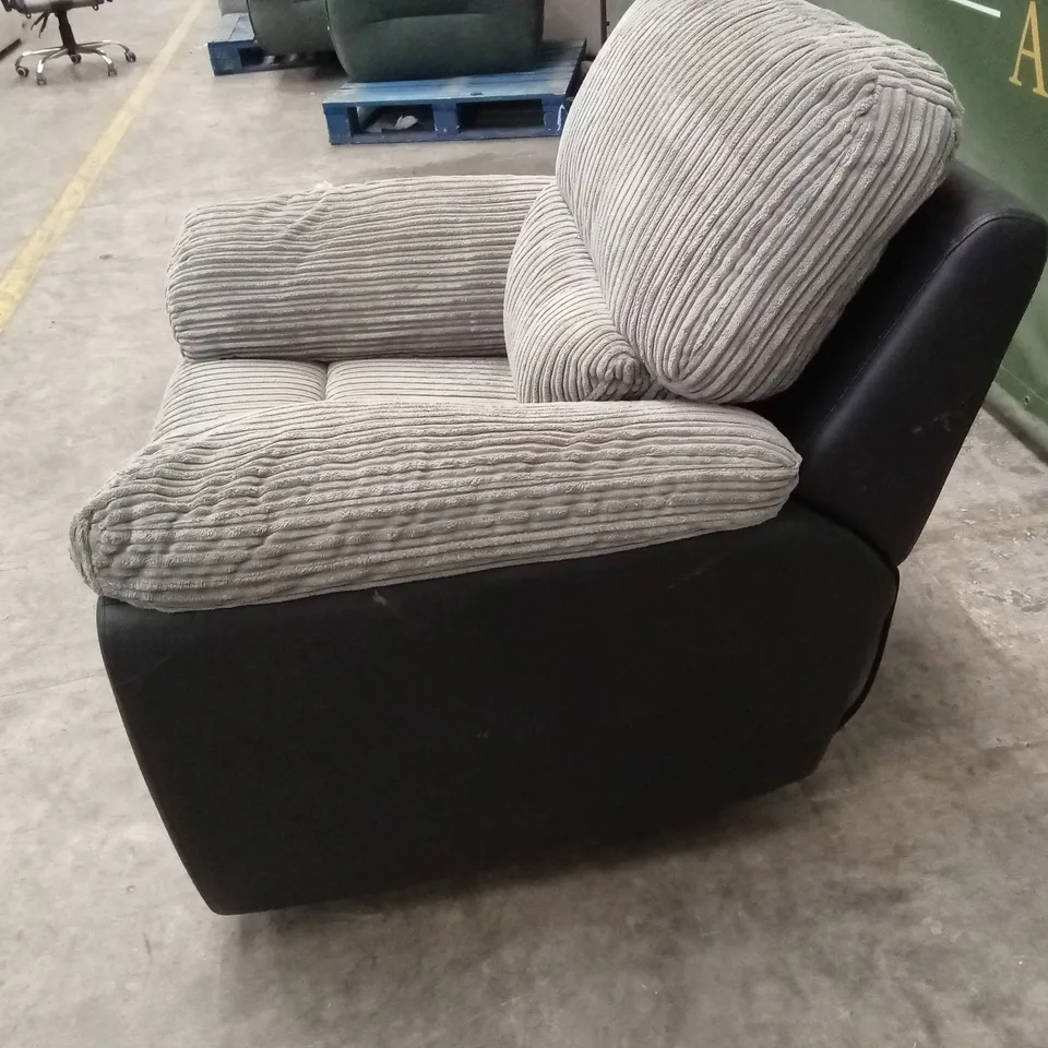 ARMSTRONG FABRIC AND FAUX LEATHER MANUAL RECLINER SOFA