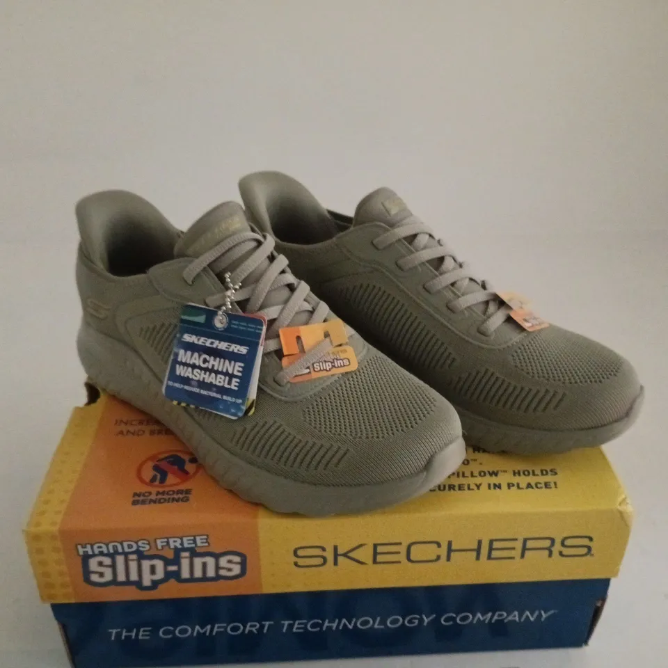 SKECHERS VEGAN SLIP INS OLIVE UK 5 BOXED