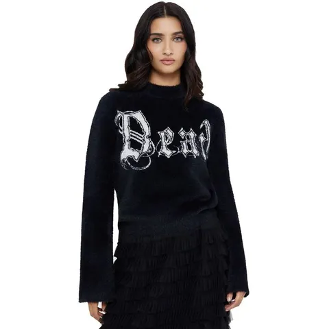 ELEVEN BRAND NEW KILLSTAR - DEAD DEBBIE - BLACK/IVORY  WOMEN'S SWEATER 