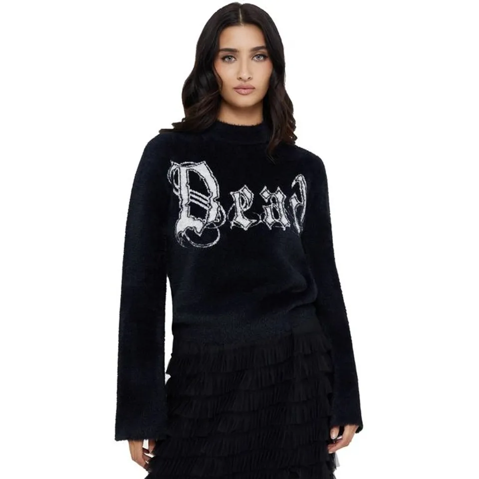 ELEVEN BRAND NEW KILLSTAR - DEAD DEBBIE - BLACK/IVORY WOMEN'S SWEATER