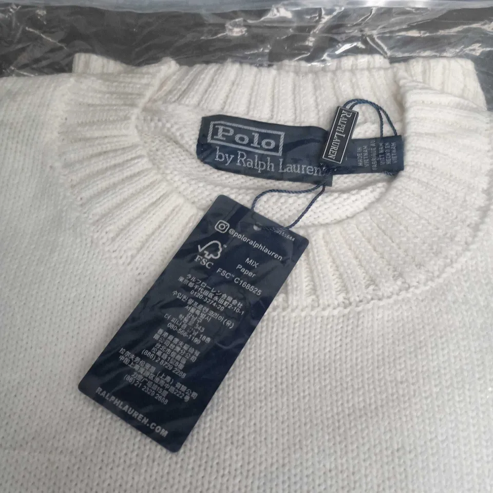 POLO BY RALPH LAUREN KNIT JUMPER – WHITE, MEN’S SIZE M