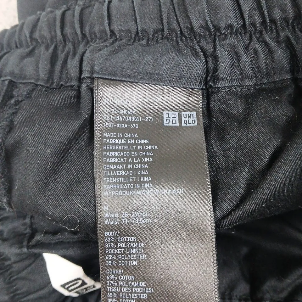 UNIQLO BLACK ELASTICATED-WAIST TROUSERS SIZE M