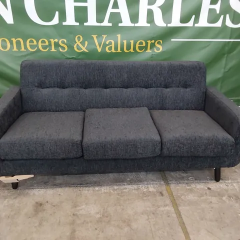 DESIGNER THREE SEATER SOFA CHARCOAL FABRIC