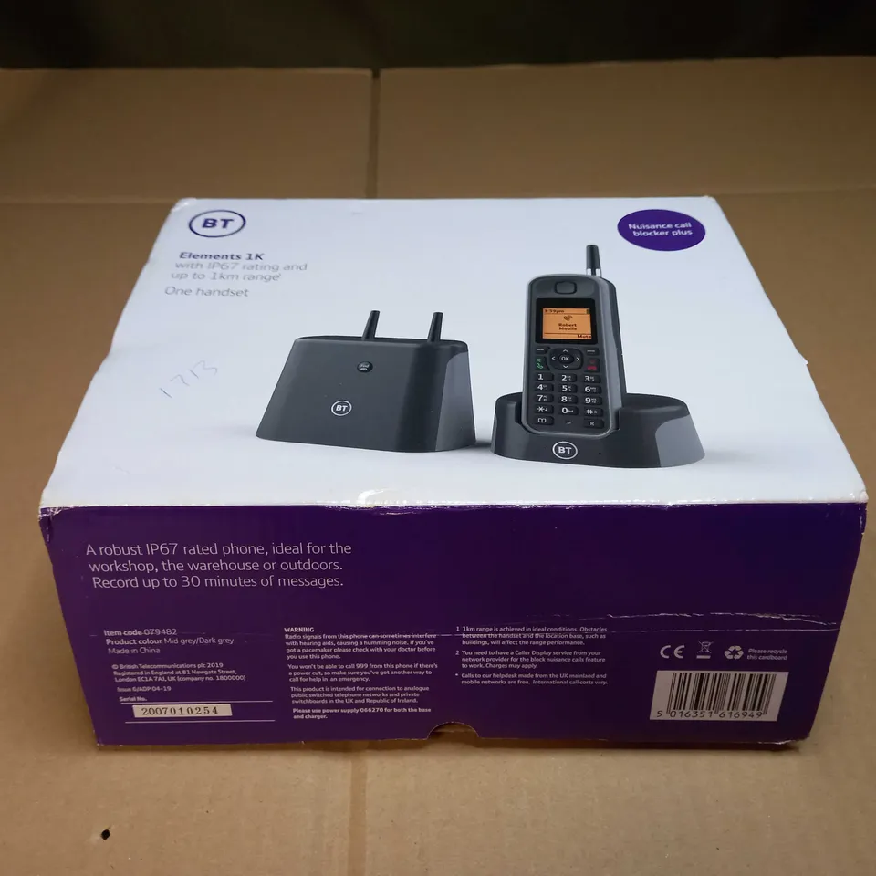 BOXED BT ELEMENTS PHONE HANDSET