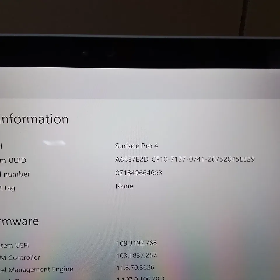 UNBOXED MICROSOFT SURFACE PRO 4 128GB WITH DETACHABLE KEYBOARD