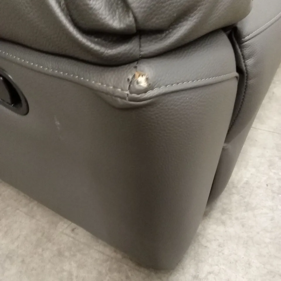 EDISON 3 SEATER LUXURY FAUX LEATHER MANUAL RECLINER SOFA - CHARCOAL RRP £799