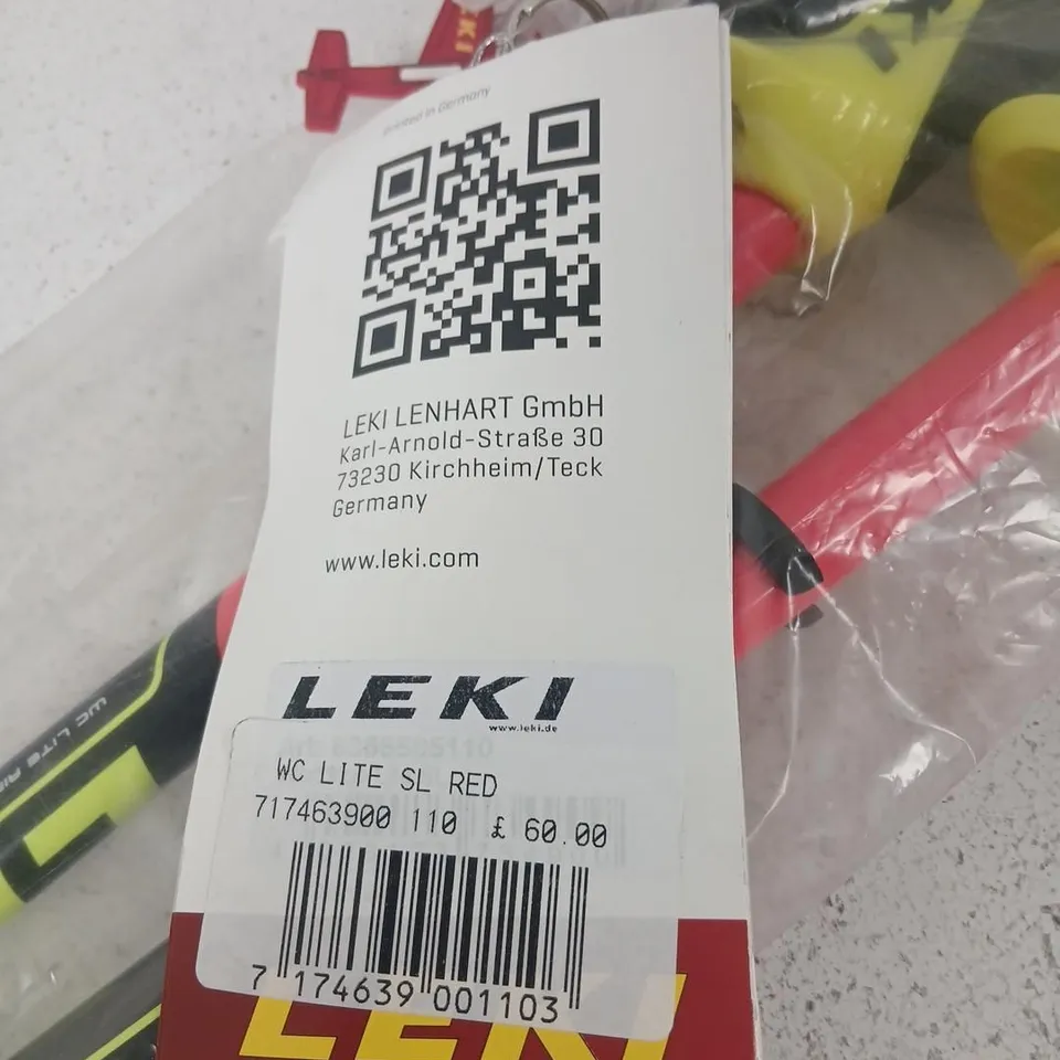 LEKI WC LITE SL RED SKI POLES – RACE MIKAELA SHIFFRIN BOOKLET INCLUDED