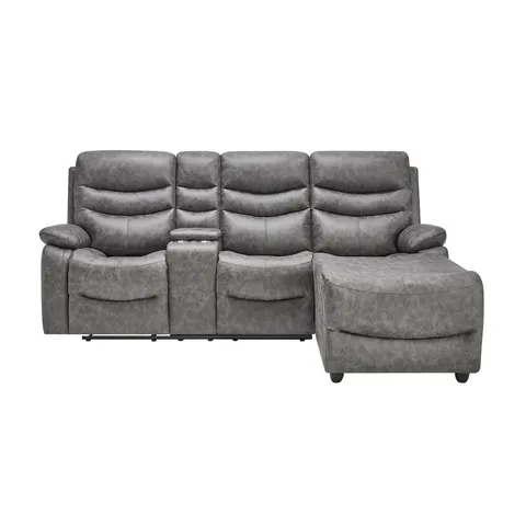 BOXED AVON RIGHT SIDE CHAISE FABRIC RECLINER SOFA - CHARCOAL (2 BOXES)