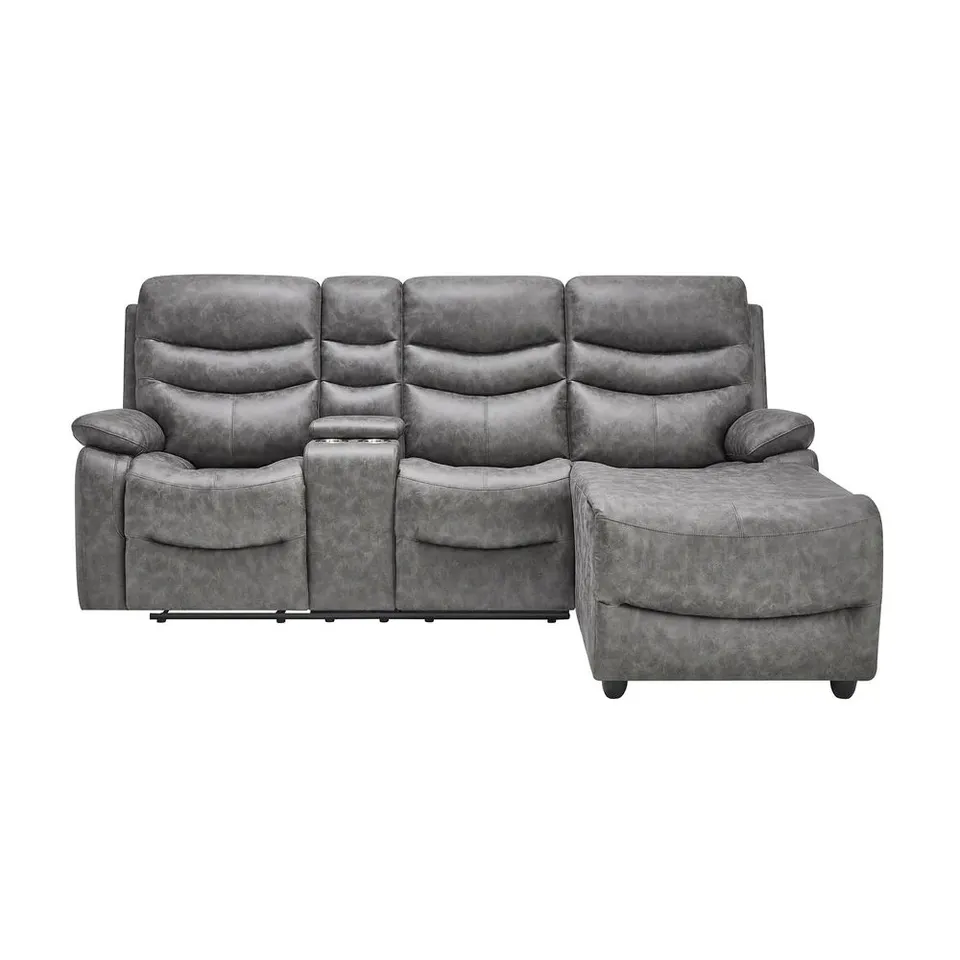 BOXED AVON RIGHT SIDE CHAISE FABRIC RECLINER SOFA - CHARCOAL (2 BOXES)