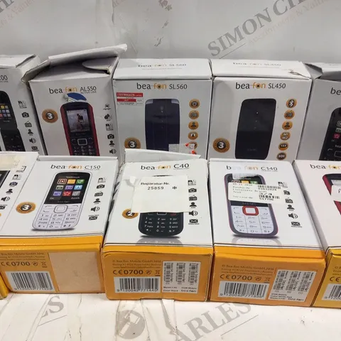 BOX OF APPROX 10 ASSORTED BEAFON MOBILE PHONES TO INCLUDE MODELS; SL560, C40, C140, ETC 
