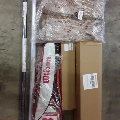 PALLET TO CONTAIN AN ASSORTMENT OF HOUSEHOLD ITEMS TO INCLUDE LED LIGHTS, BADMINTON SETS, BATHROOM SHELVES AND WINDOW FILM ECT