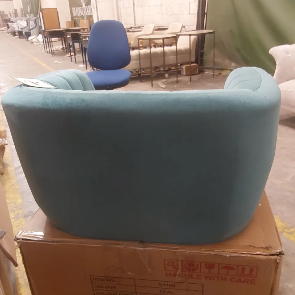 BOXED DESIGNER VELVET TEAL ARMCHAIR