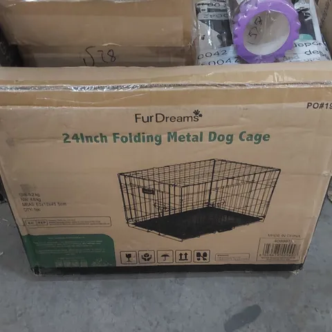 BOXED 24INCH FOLDING METAL DOG CAGE