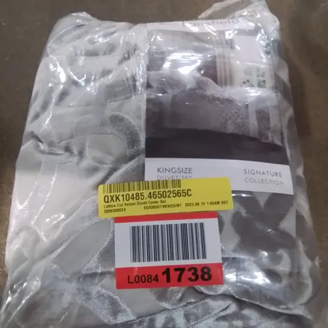 CATHERINE LANSFIELD LATTICE CUT VELVET DUVET COVER SET - KING-SIZE 