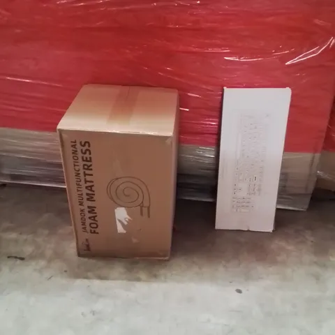 PALLET OF ASSORTED HOUSEHOLD GOODS AND PRODUCTS TO INCLUDE;FOAM MATTRESS,KEYBOARD 
