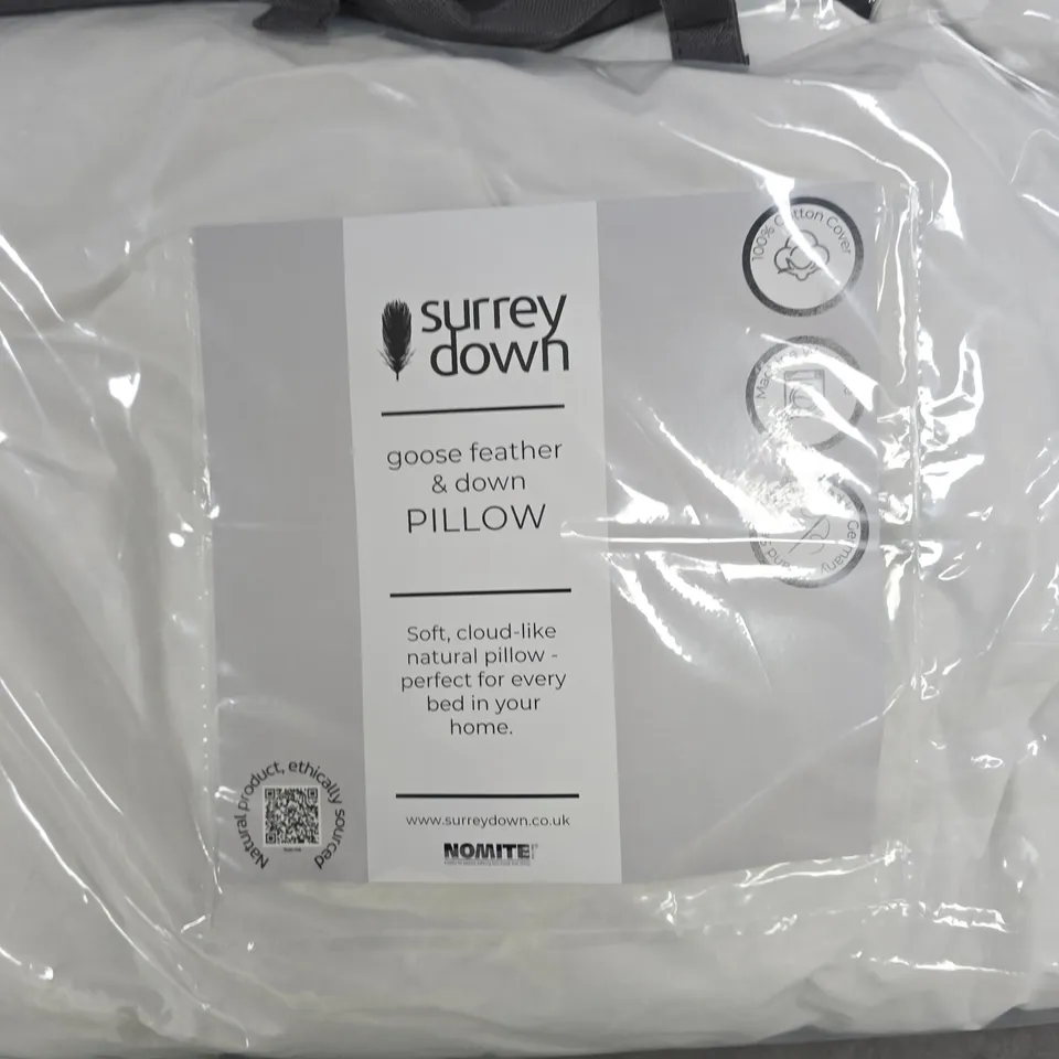 SURREY DOWN GOOSE FEATHER & DOWN PILLOW – SEALED IN PACKAGING