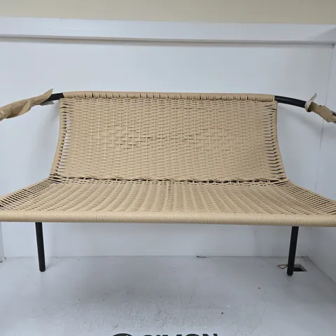 STEEL WICKER BENCH - COLLECTION ONLY