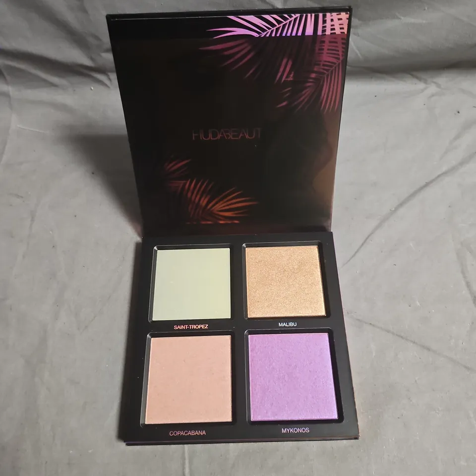 HUDA BEAUTY SUMMER HIGHLIGHT PALETTE – FOUR-PAN HIGHLIGHTER PALETTE (SAINT-TROPEZ, MALIBU, COPACABANA, MYKONOS)
