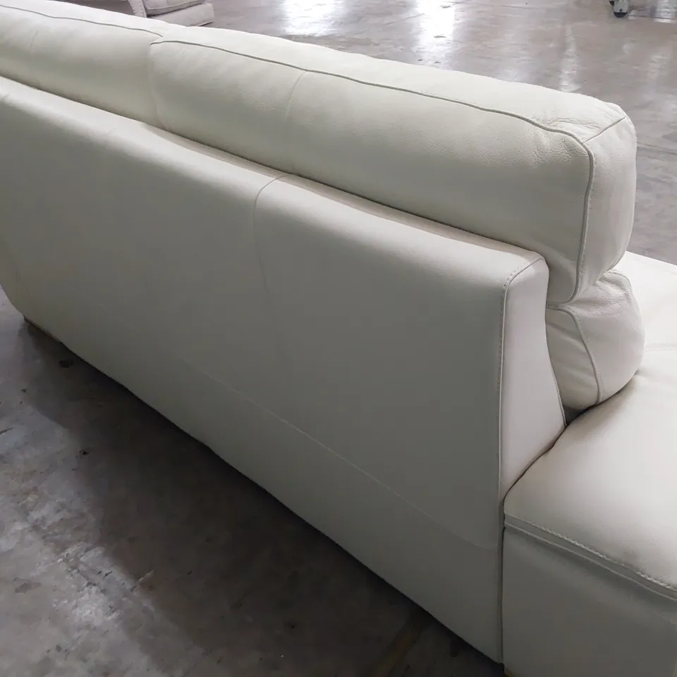 QUALITY ITALIAN DESIGNER MERRY DUE FIXED THREE SEATER SOFA WHITE LEATHER 