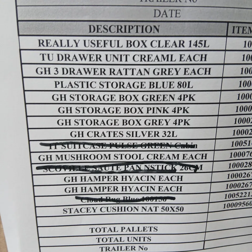 PALLET OF APPROXIMATELY 11 ASSORTED PRODUCTS TO INCLUDE; REALLY USEFUL BOX, DRAWER UNIT, ACCESSORY SET, STORAGE BOX, MUSHROOM STOOL AND STACEY CUSHION