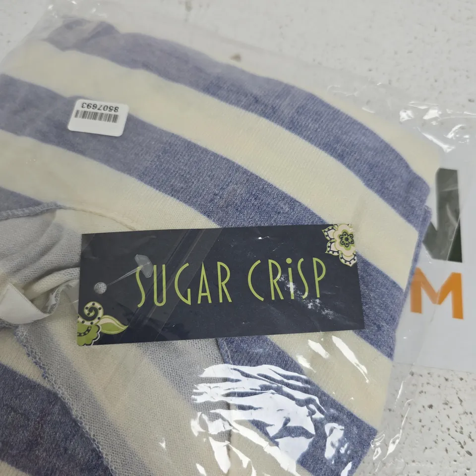 SUGAR CRISP STRIPED KNIT TOP – BLUE & CREAM