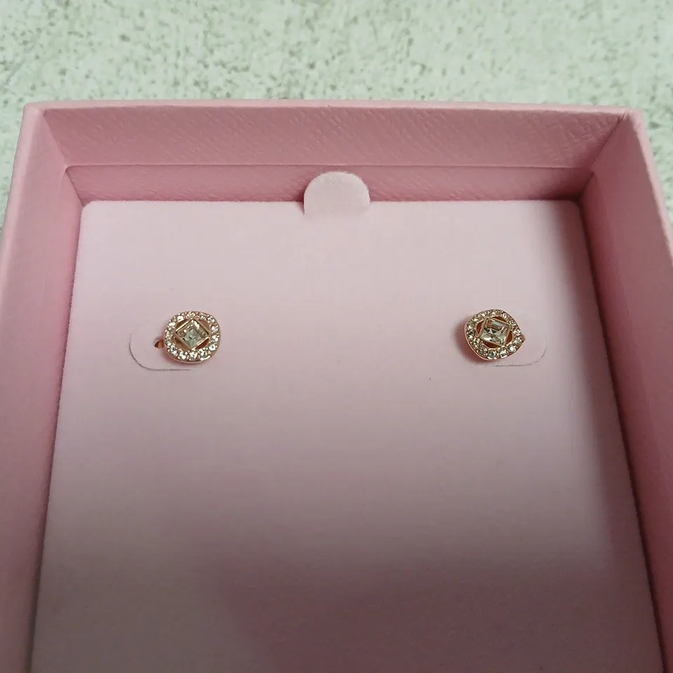 SWAROVSKI GOLD-TONE STUD EARRINGS WITH CLEAR CRYSTALS