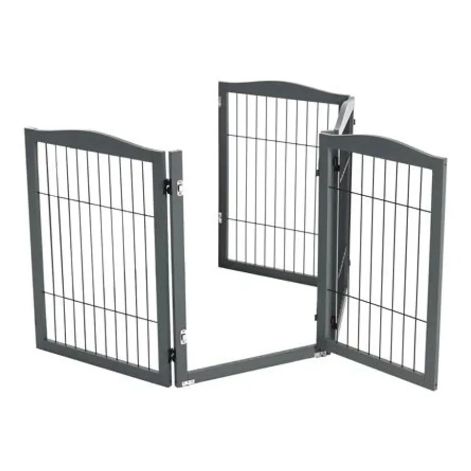 BOXED LAKEND METAL AND MANUFACTURED WOOD PET GATE - GREY (1 BOX)