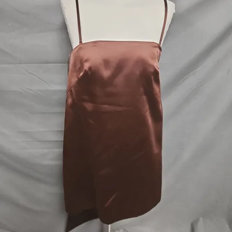 MANGO ARTISADE SATIN STRAPLESS DRESS IN BROWN SIZE 10