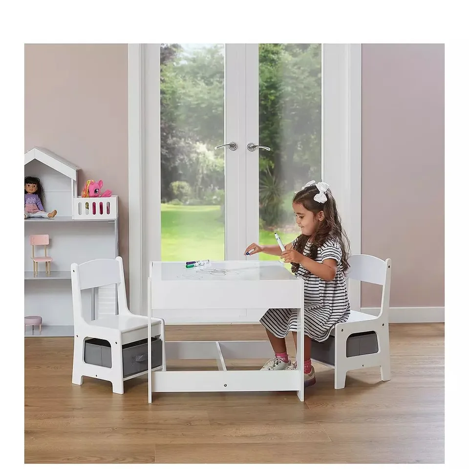 LIBERTY HOUSE CHILDRENS WHITE TABLE AND CHAIRS - COLLECTION ONLY 