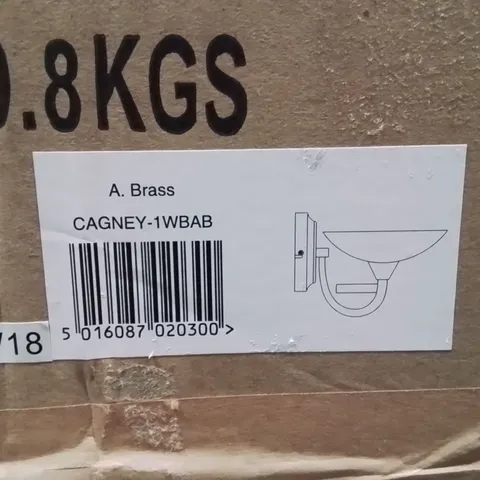 BOXED VOGUE CAGNEY WALL LIGHT ANTIQUE BRASS