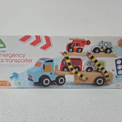 ELC WOODEN EMERGENCY CAR TRANSPORTER TOY SET (3+)