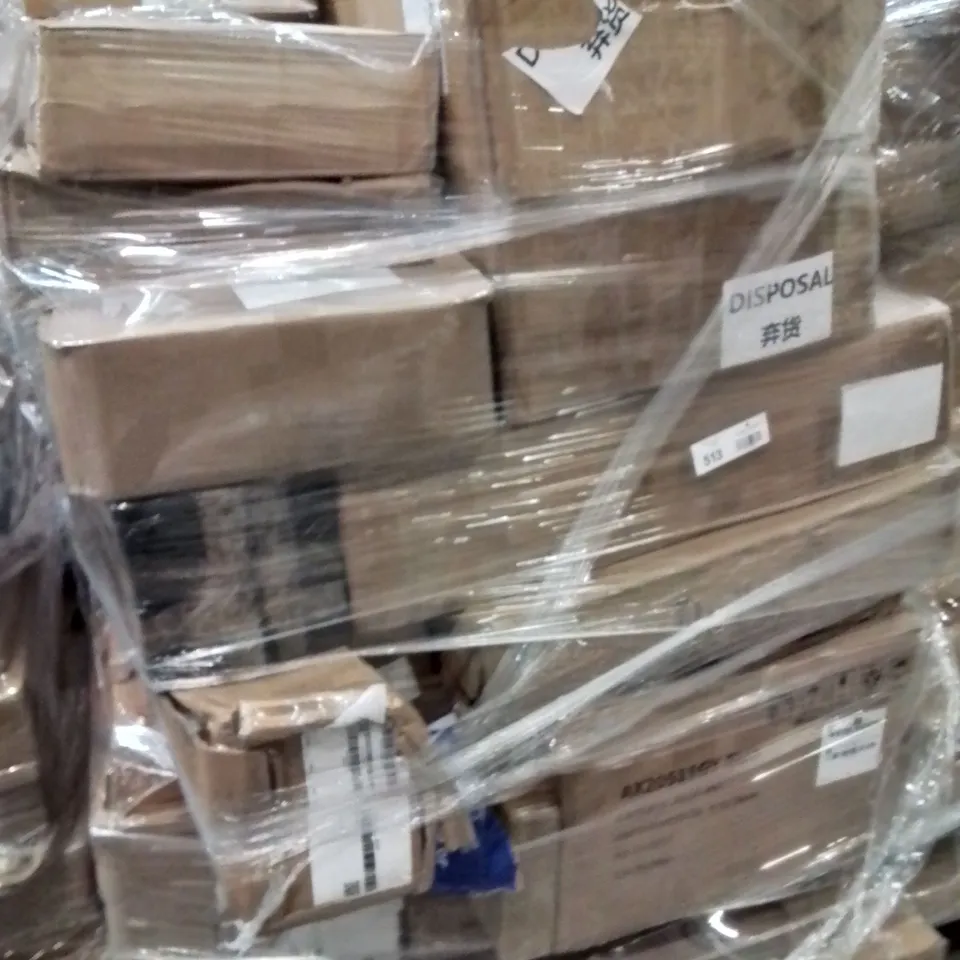 PALLET CONTAINING VARIOUS ASSORTED CUSTOMER RETURNS. TO INCLUDE, ELECTRIC NAIL DRILL MACHINE, ROYAL HIGH ART CLASS PLAT SET, LITHIUM-ION BATTERIES, SOFA BED PARTS ECT.