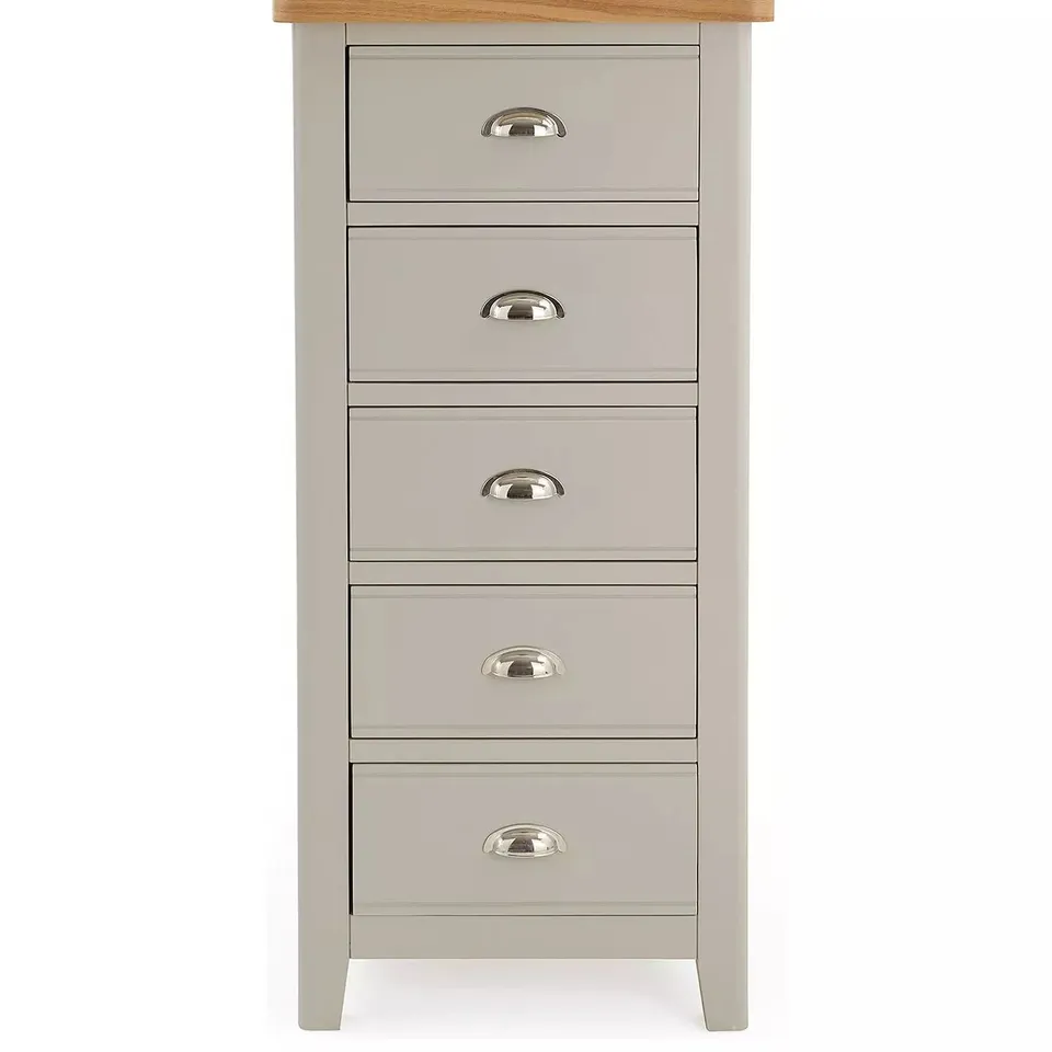 MALONE READY ASSEMBLED 5 DRAWER TALL BOY - CONTAINS SOLID WOOD - COLLECTION ONLY